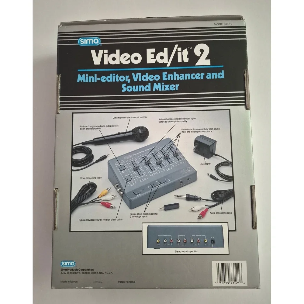 Vintage Sima Video Ed/it 2 SED-2 Mini-Editor Enhancer Sound Mixer Gray Excellent